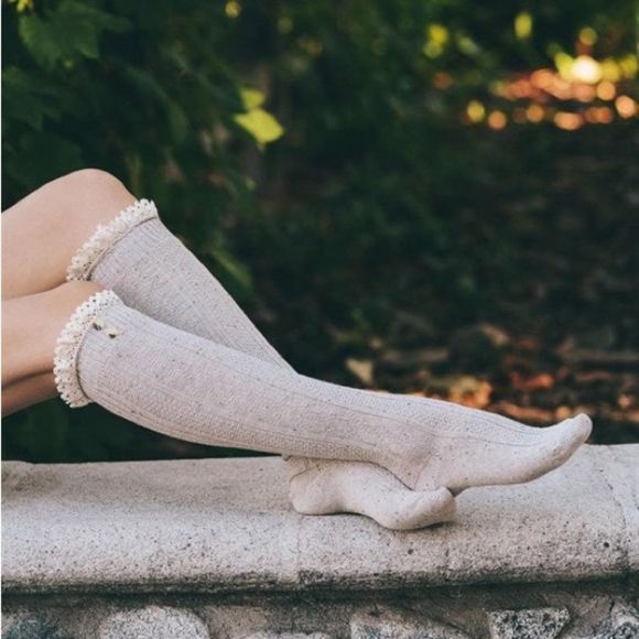 Lace Trim Mocha Boot Socks - Picture 1 of 2